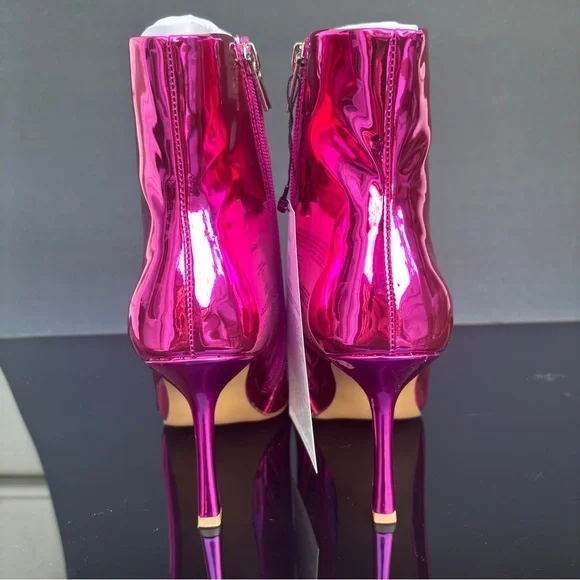 The Drop Metallic Hot Pink Y2K Ankle Boots Size 7 - Picture 7 of 11